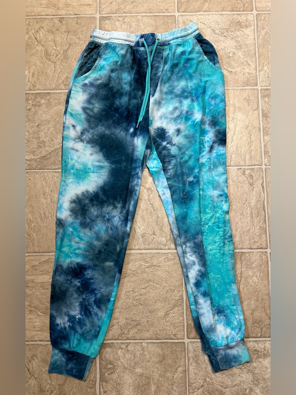 Derek Heart Blue Teal Tie-Dye Jogger Sweatpants- NWOT